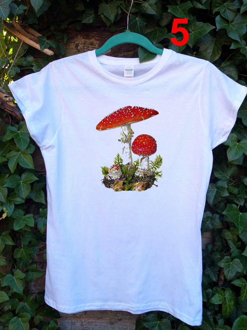 Botanical Mushroom Art Print T-Shirt: Soft 100% Cotton Tee image 1