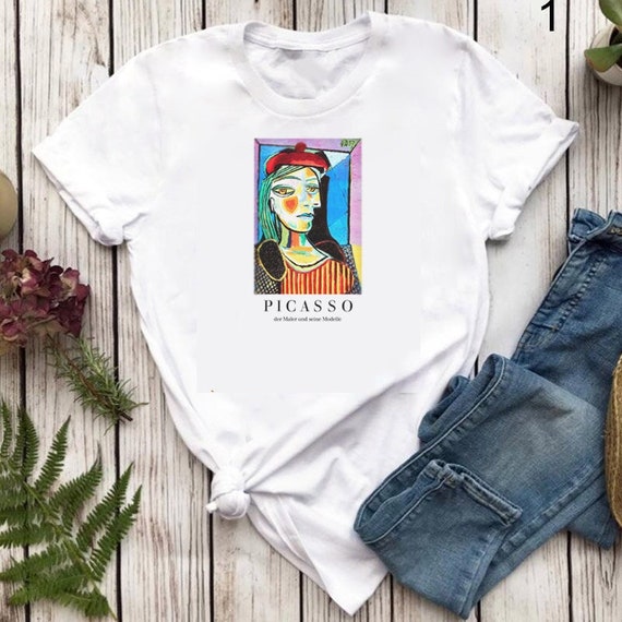 Picasso Art Women's Tee: Vintage Retro Painting, Soft Cotton T-Shirt
