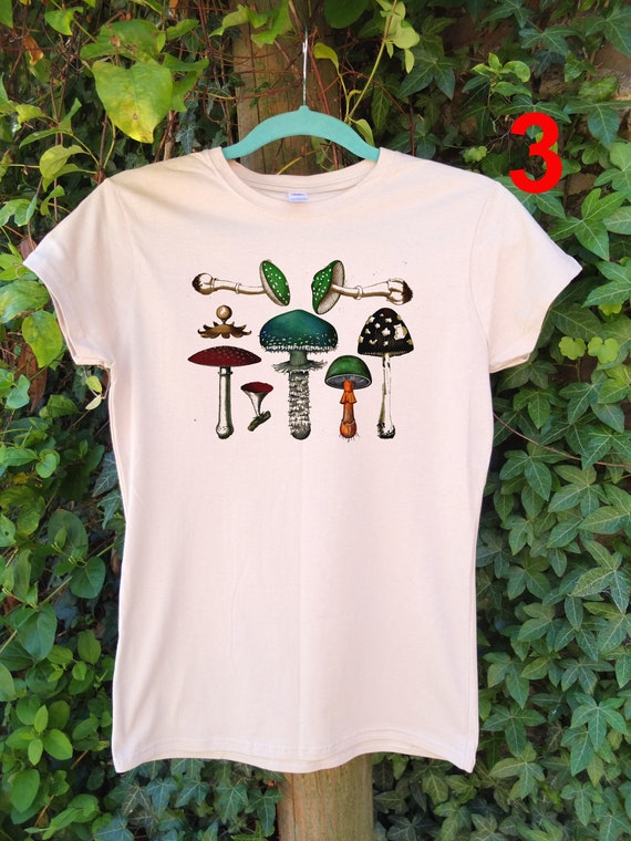 Botanical Mushroom Art Print T-Shirt: Soft 100% Cotton Tee