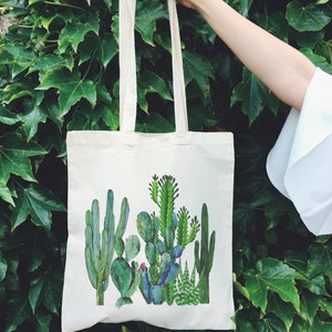 Botanical Cactus Print Tote Bag: Vintage Succulent Art, 100% Cotton image 2