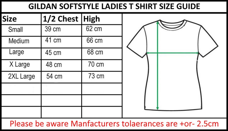 Gildan Softstyle Size Chart Cm