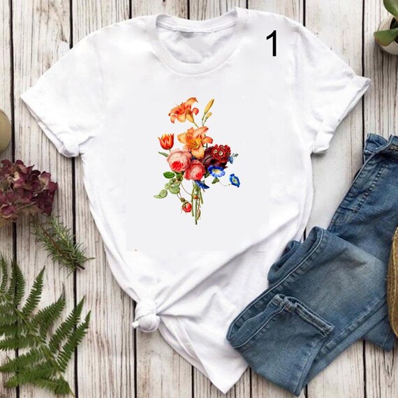 Vintage Floral Art Print T-shirt: Botanical Flower Power Tee - Etsy