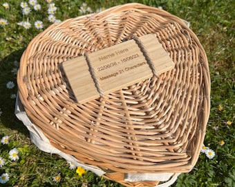 Handwoven Heart Willow Urn| For 2 sets of Ashes / Biodegradable Casket with Calico Lining & Nameplate | Natural Urn - Size C