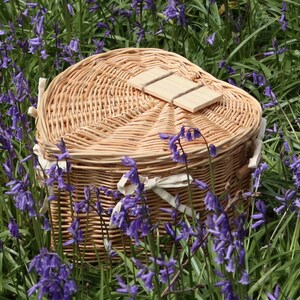 Handwoven Heart Willow Urn| For 2 sets of Ashes / Biodegradable Casket with Calico Lining & Nameplate | Natural Urn - Size C