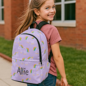 Unicorn Print Unisex Backpack - Fun School Bag, Cute Travel Pack, Rainbow Backpack, Gift for Kids, Rainbow Unicorn Bag