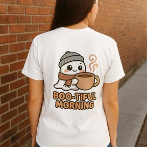 Boo-tiful Morning Ghost Tee: Unisex Heavy Cotton Halloween T-Shirt