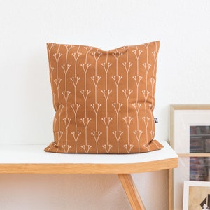 Boho cushion with fractal chocolate brown white 50 x 50 cm, handmade cushion cover organic cotton coffee brown