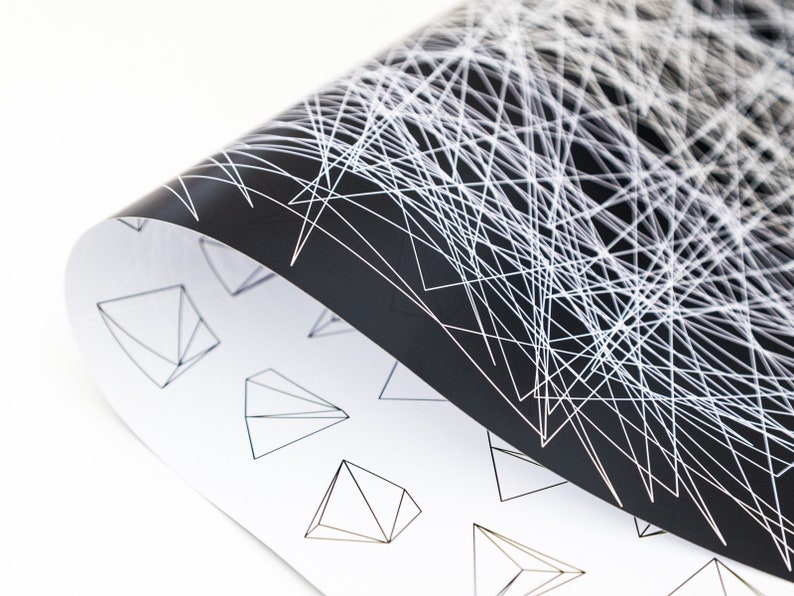 3 Sheets Gift Wrapping Paper Twosided Black and White Etsy