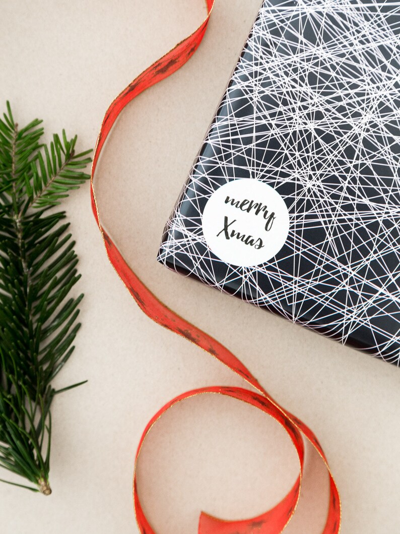 3 Sheets Gift Wrapping Paper Twosided Black and White Etsy