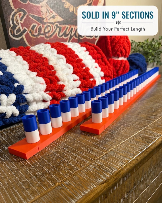 Chunky Yarn Blanket, 9" Knitting Loom, 1 Inch Peg, Sturdy Modular Blanket Loom, Chunky Yarn, 3D Print, Beginner Loom Kit, Easy to Store.