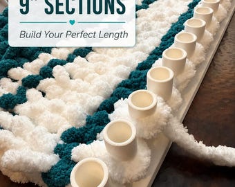 Chunky Yarn Blanket, 9" Knitting Loom, 1 Inch Peg, Sturdy Modular Blanket Loom, Chunky Yarn, 3D Print, Beginner Loom Kit, Easy to Store.