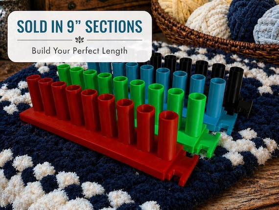 Chunky Yarn Blanket, 9" Knitting Loom, 3/4" Inch Peg, Sturdy Modular Blanket Loom, Chunky Yarn, 3D Print, Beginner Loom Kit, Easy to Store.