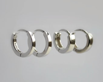 Huggie hoop earring set, Tiny sterling silver cartilage hoop, Minimalist everyday earrings
