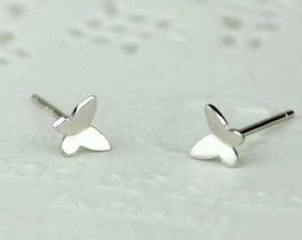 Tiny Sterling Silver Butterfly Stud Earrings