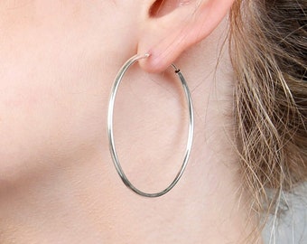 Large sterling silver hoop earrings. Circle statement earrings. Minimalist gold hoop earrings. Boho small hoop earrings. Gift