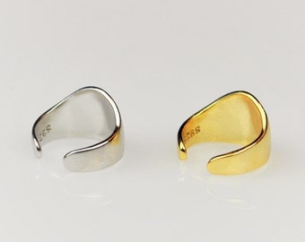 Sterling Silver Fake Helix Piercing Ear Cuff Earrings • Dainty Gold Conch Ear Cuff No Piercing
