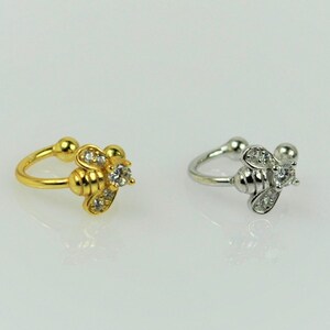 Sterling Silver Bee Ear Cuff No Piercing • Gold Bee Conch Earring Cuff • Fake Helix Ear Wrap