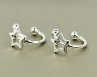 Sterling silver star ear cuff no piercing, Conch cartilage ear cuff earrings, Dainty starburst non pierced ear wrap