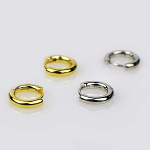 Small Huggie Hoop Earrings. Sterling Silver Cartilage Hoop Earrings. Minimalist Gold Hoop Earrings