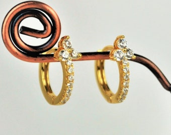 Small Gold Huggie Hoop Earrings • Minimalist Sterling Silver Cartilage Hoop Earrings