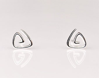Sterling Silver Triangle Stud Earrings • Minimalist Geometric Earrings