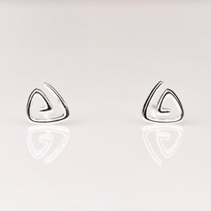 Sterling Silver Triangle Stud Earrings Minimalist Geometric Earrings image 1