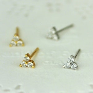 Tiny Sterling Silver Flower Helix Earrings • Dainty Bridesmaid Stud Earrings