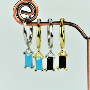 Sterling Silver Dangle Hoop Earrings • Small Gold Huggie Hoop Earrings • Funky Cartilage Hoop • Gift for Sister