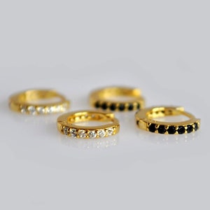 Small gold huggie hoop earrings, Gold cartilage hoop earrings, Dainty small gold hoops, Sterling silver hoops