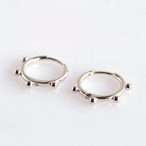 Sterling silver huggie hoop earrings, Small gold hoop earrings, Minimalist hoop earring set, Dainty boho huggie hoops