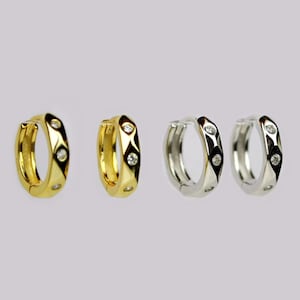 Minimalist huggie hoop earrings, Funky sterling silver hoop earrings, Small gold hoop earrings, Dainty cartilage hoop