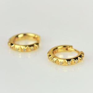 Gold Goth Spike Huggie Hoop Earrings • Cool Punk Silver Hoop Earrings