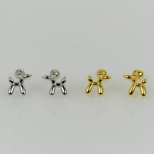 Fun Dog Screw Ball Back Earrings • Sterling Silver Animal Stud Earrings • Funky Kpop Earrings • Dog Owner Gift