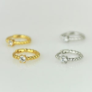 Sterling Silver Cartilage Huggie Hoops • Tiny Gold Helix Hoop Earrings