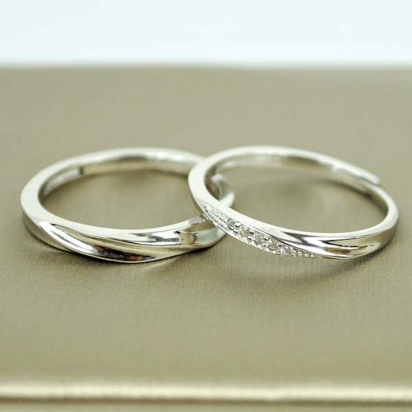 Sterling Silver Couple Ring • Minimalist Promise Ring • Adjustable Eternity Matching Ring • Handmade Knuckle Ring