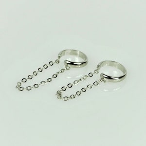 Sterling Silver Ear Cuff No Piercing • Dainty Fake Piercing Cartilage Ear Cuff with Chain