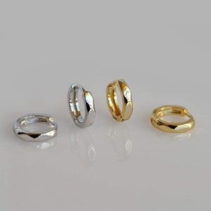 Small gold huggie hoop earrings, Minimalist sterling silver hoop earrings, Tiny gold cartilage hoop