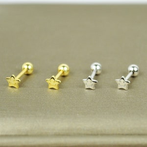 CZ Star Earring , Screw Back Earring 316L Surgical Steel