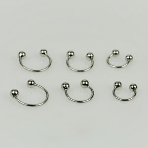 Sterling Silver Circular Barbell Ball Horseshoe Earrings • Mens Goth Screw Back Earrings