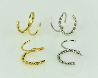 Sterling Silver Spiral Hoop Earrings • Gold Twist Double Hoop Earrings • Tiny Open Hoop Earrings