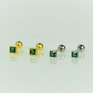 Tiny CZ Diamond Cartilage Stud Earrings Set • Sterling Silver Screw Back Sleeper Earrings • Dainty Bridesmaid Earrings