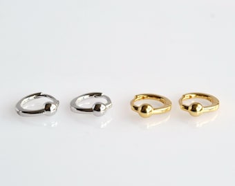Tiny cartilage hoop earrings, Small sterling silver huggie hoop earrings, Minimalist gold hoop earrings
