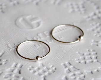 Sterling Silver Sleeper Hoop Earrings Set • Tiny Helix Huggie Earrings • Minimalist Cartilage Hoop • Small Endless Hoop Earring