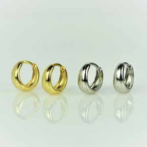 Chunky Sterling Silver Huggie Hoop Earrings • Small Mens Hoop Earrings • Minimalist Goth Earrings