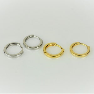 Sterling Silver and Gold Huggie Hoop Earring Set • Small Helix Cartilage Hoop