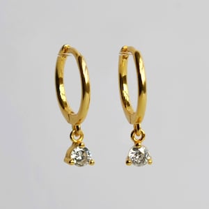 Gold huggie hoop earrings, Small gold dangle earrings, Dainty silver hoop earrings, Tiny cartilage hoop