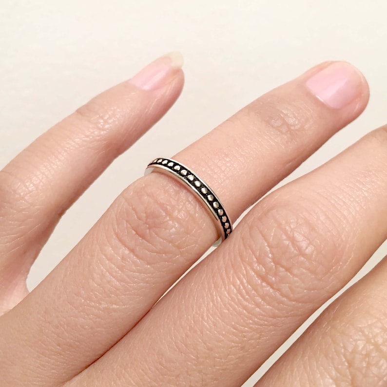 Oxidized silver knuckle ring toe ring Adjustable open thin stacking ring Sterling silver pinky ring for women Boho silver midi ring
