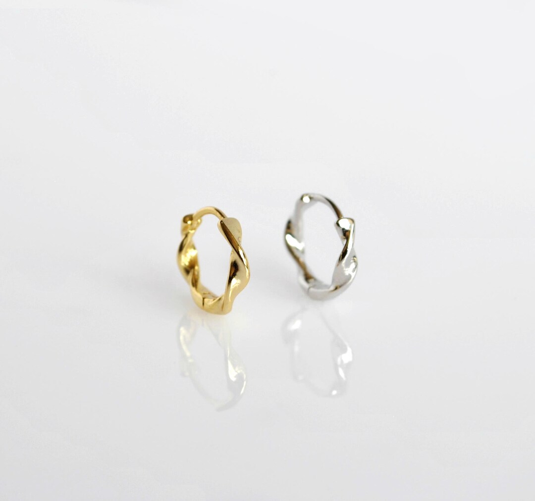 Small Gold Huggie Hoop Earrings Dainty Minimalist Sterling - Etsy