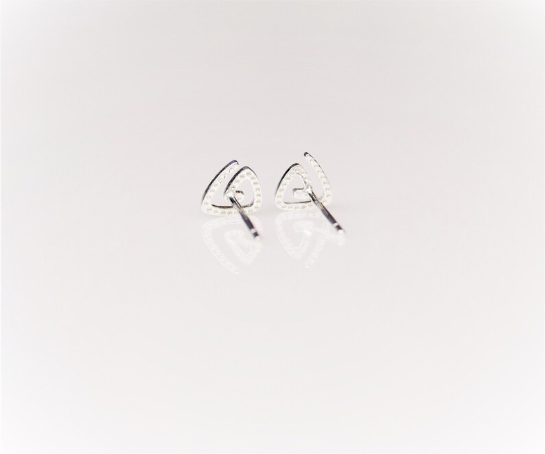 Sterling Silver Triangle Stud Earrings Minimalist Geometric Earrings image 5