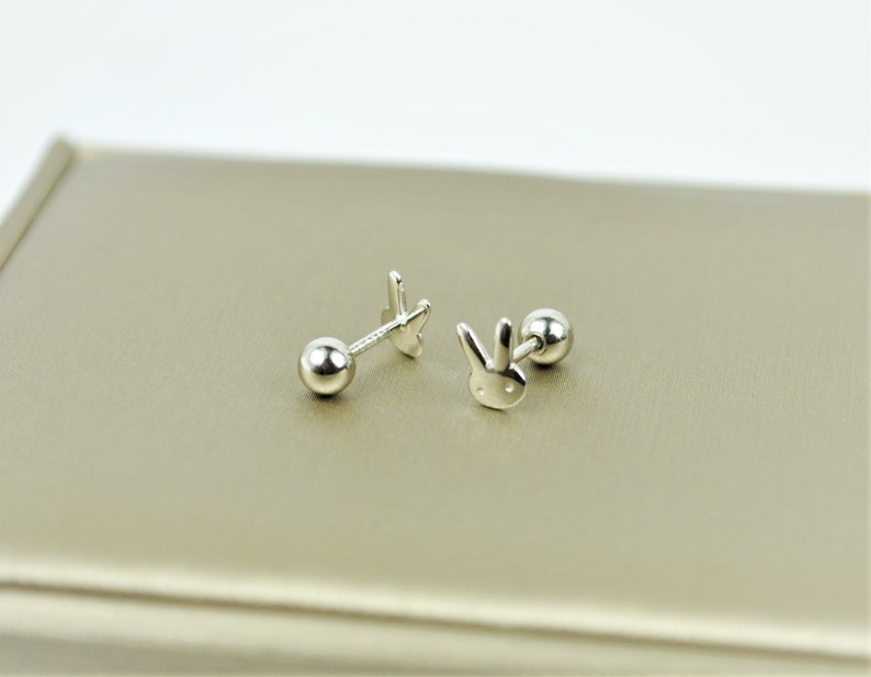 Cute Bunny Screw Back Earrings • Sterling Silver Easter Rabbit Earrings ...